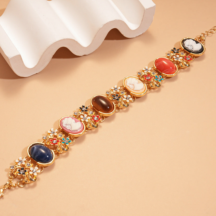 Rhinestone Resin Flower Colorful Bracelet