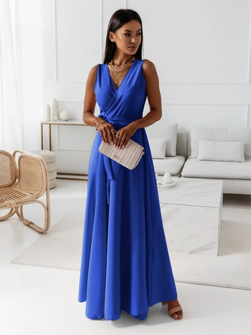 Edvige® | Women'S Solid Color V-Neck Long Dress