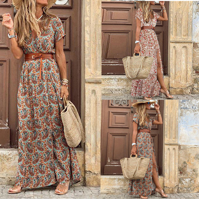 Zahira® | Women'S Floral Maxi Dress With High Side Slit