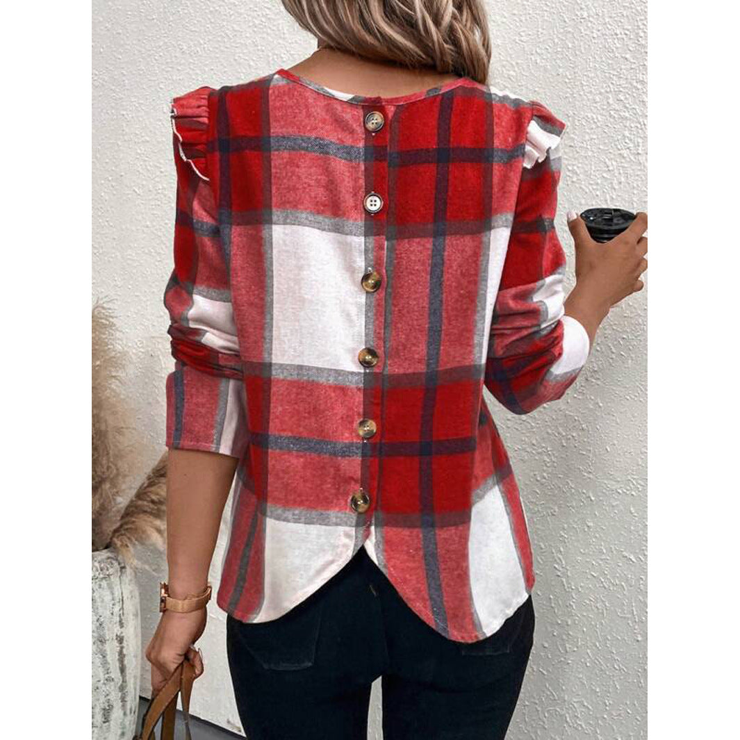 Josefa® | Women'S Blouse With Ruffle Details And Checked Pattern