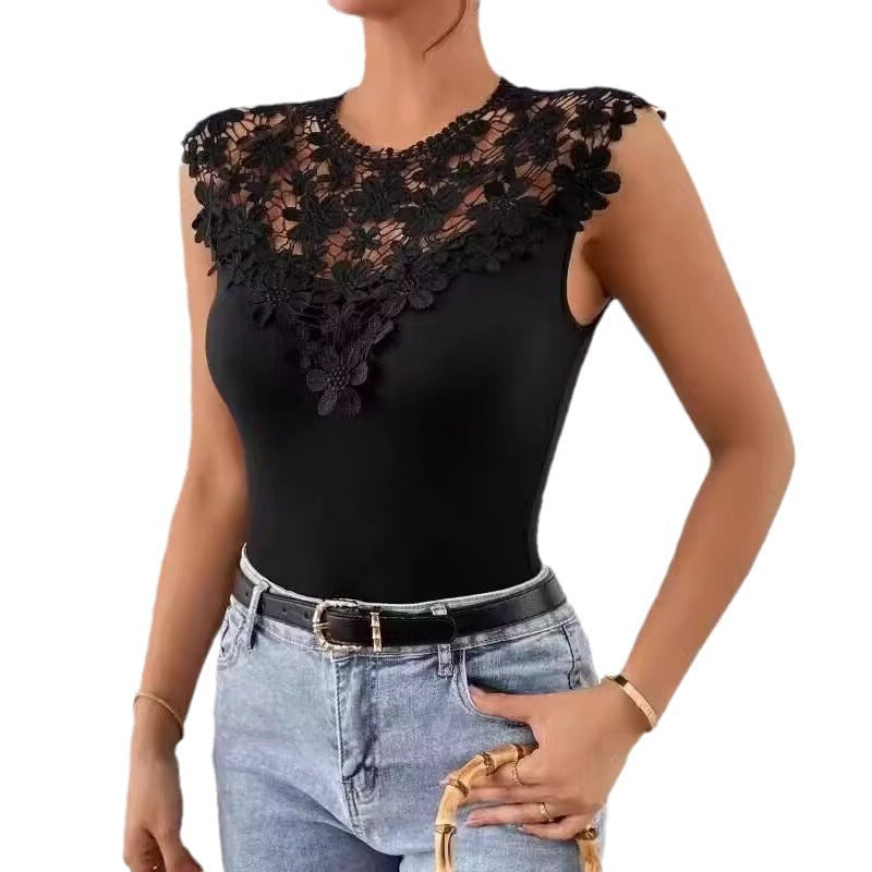 Oriana® | Women'S Bodysuit With Floral Lace Trim