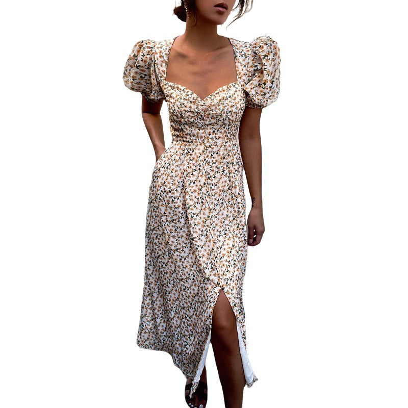 Katia® | Women'S Floral Shirt Puff Sleeve Midi Dress