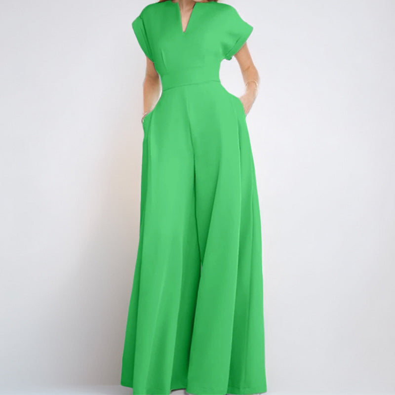 Jenna® | Elegant Short-Sleeved, Wide-Leg Jumpsuit