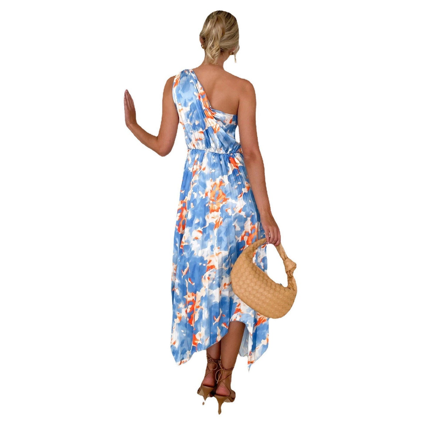 Tatiana® | Women'S Asymmetrical Evening Dress With Floral Design And Waist Belt