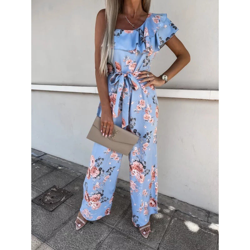 Yamel® | Women'S Floral Print Ruffle Jumpsuit