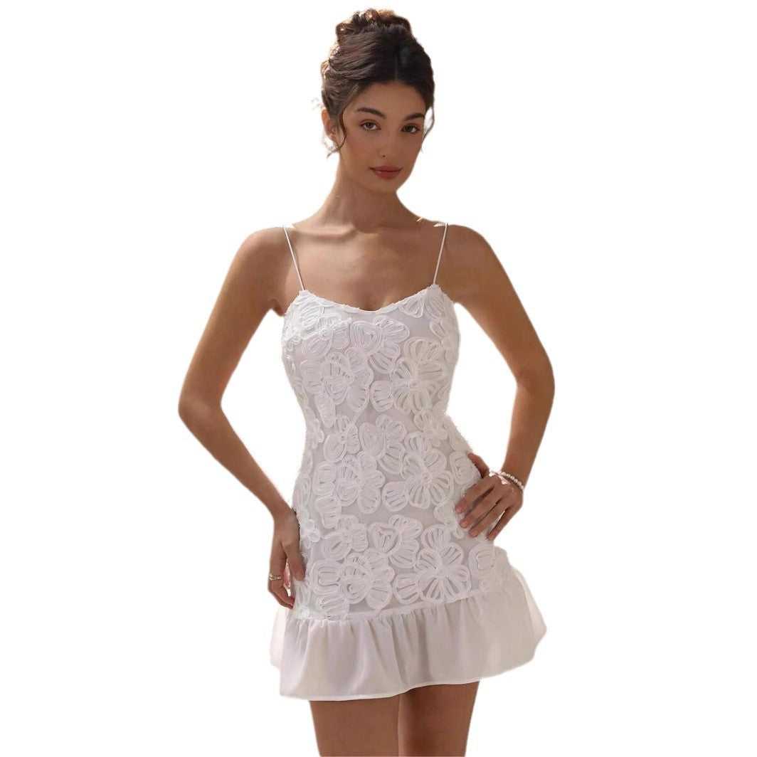 Zoe® | Women'S Floral Design Mini Dress With Spaghetti Straps And Ruffle Hem
