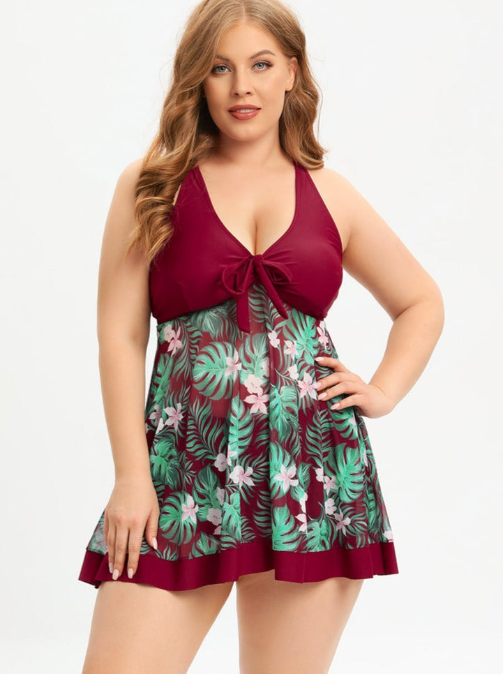 Kitija® | Retro Style Swimwear With High Waist Printed Plus Size Dress