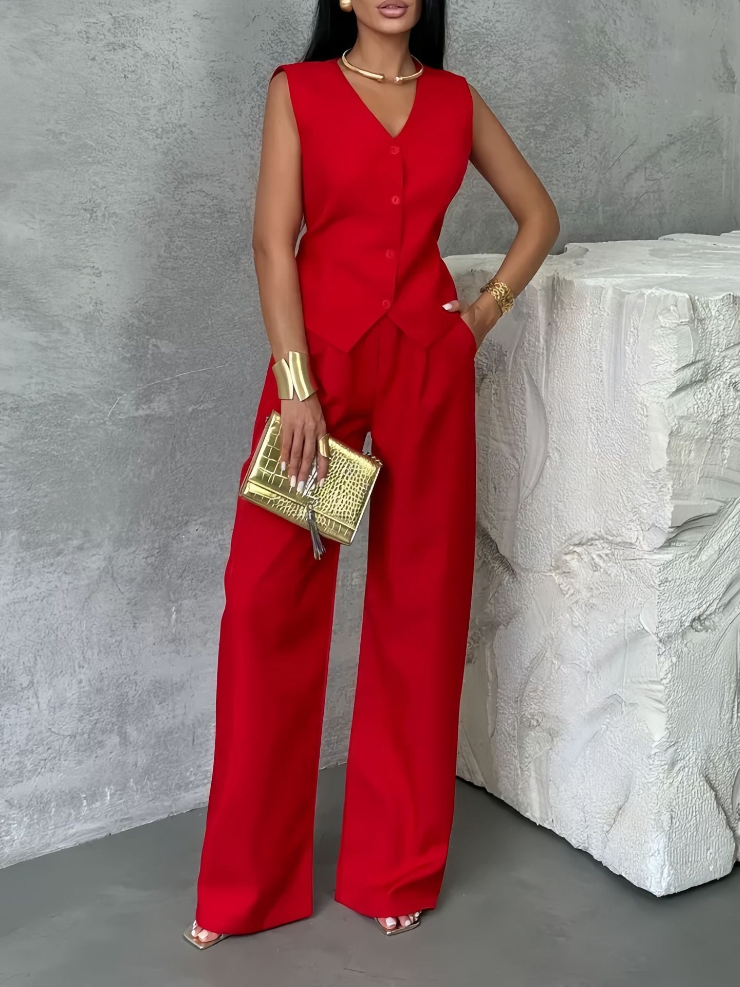 Rita® | Women'S Suit Set With Sleeveless Vest And Comfortable Trousers