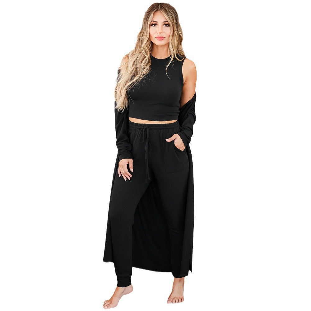 Wilma® | Women'S Comfortable Lounge Set With Long-Sleeved Jacket And Crop Top