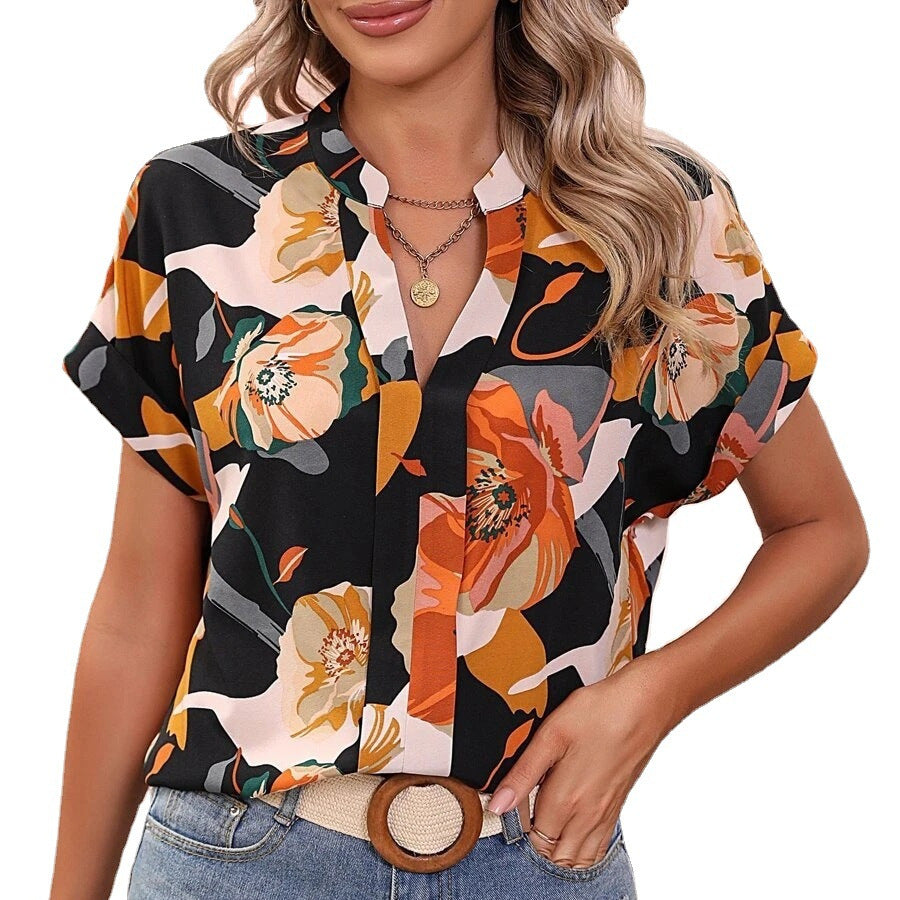 Judith® | Women'S Floral Pattern Short-Sleeved Blouse
