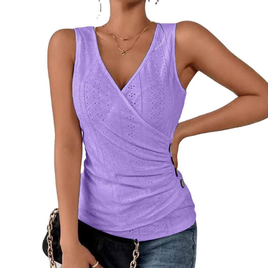 Tamara® | Women'S Sleeveless Top With Sophisticated Wrap Design And Button Detail