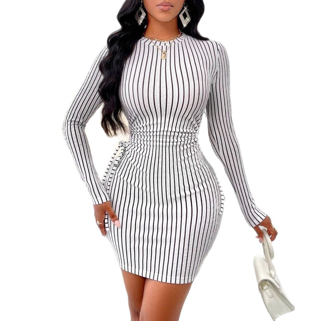 Paula® | Women'S Bodycon Dress With Striped Pattern And Ruffles
