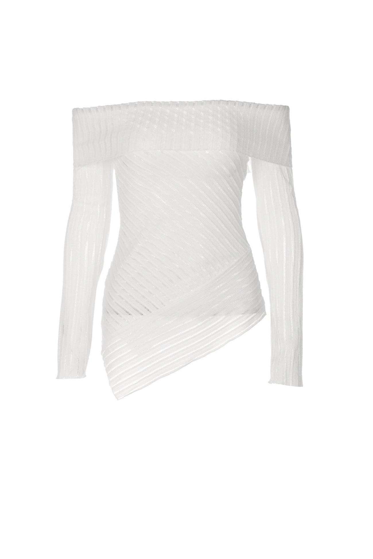Nina | Off shoulder striped structured hollow out tops