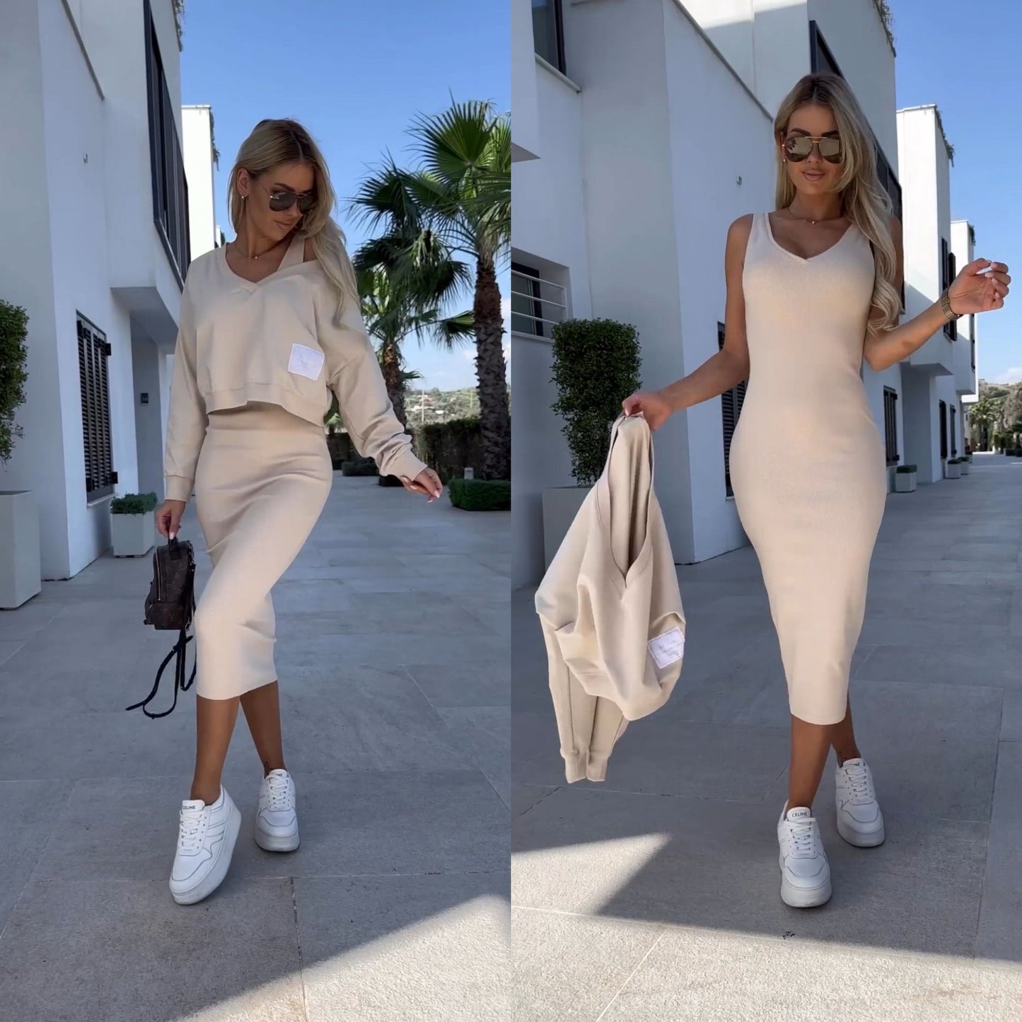 Maricela® | Sleeveless dress and sweater set for women