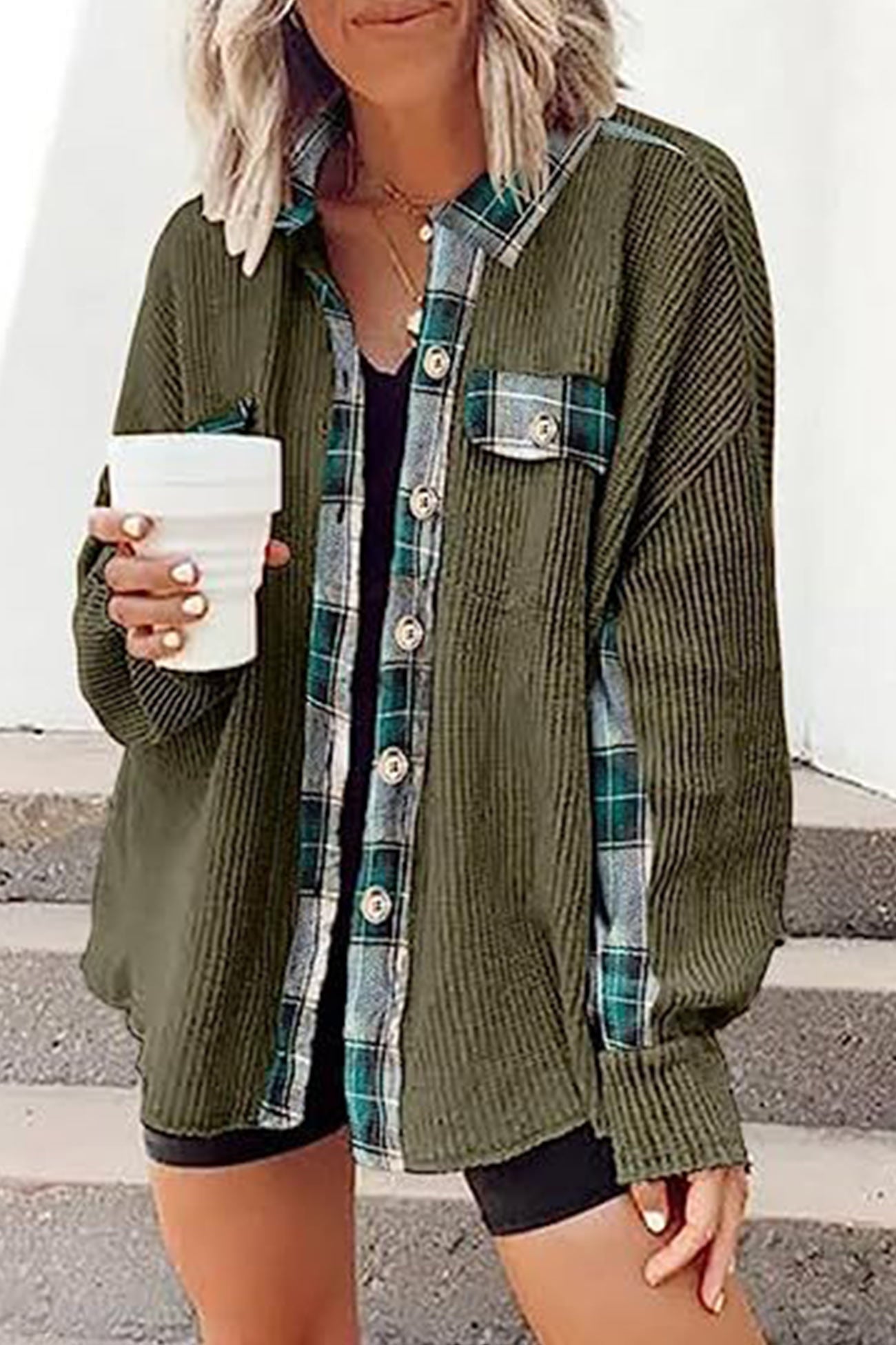Brigitte | Checked patchwork blouses with irregular hems