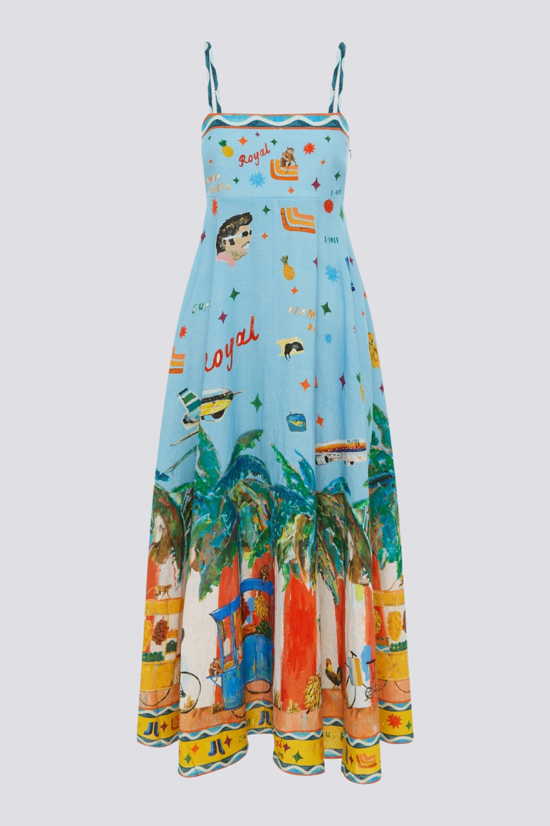 Yamel® | Spaghetti-Graffiti-Print-Maxi Dress