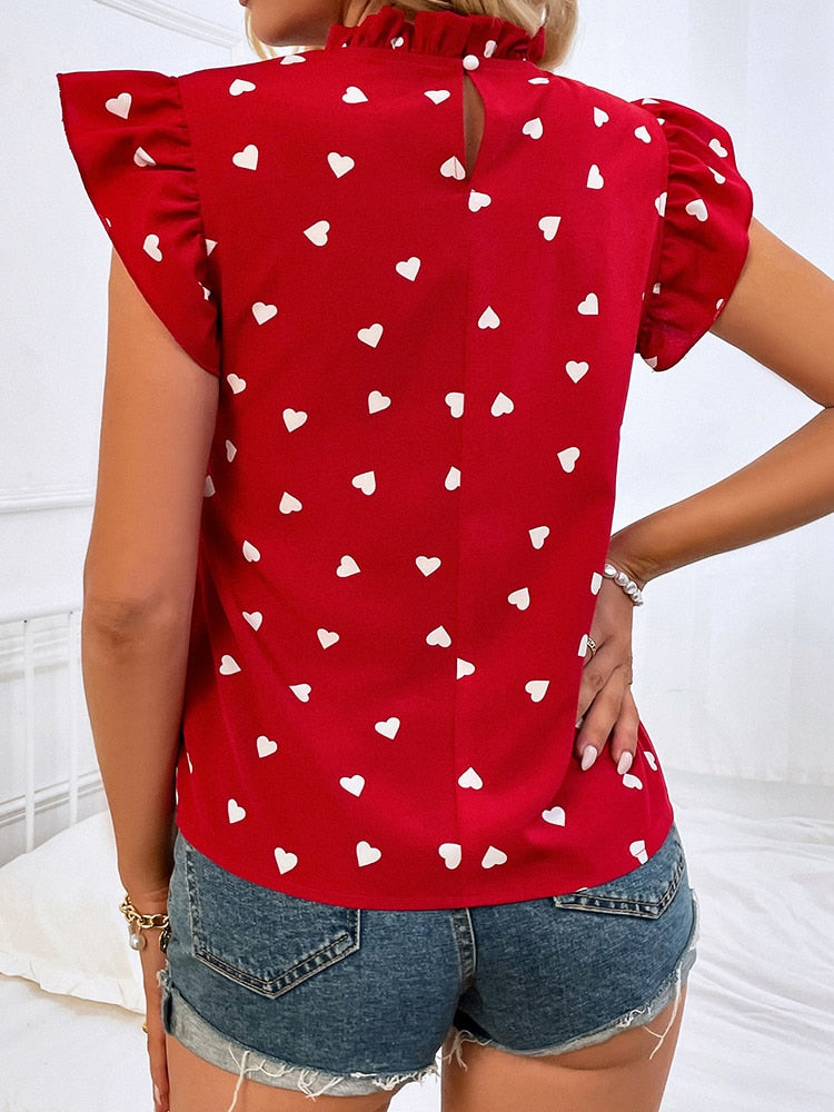 Eulalia® | Casual Blouse Summer Blouse With Short Sleeves And Heart Print