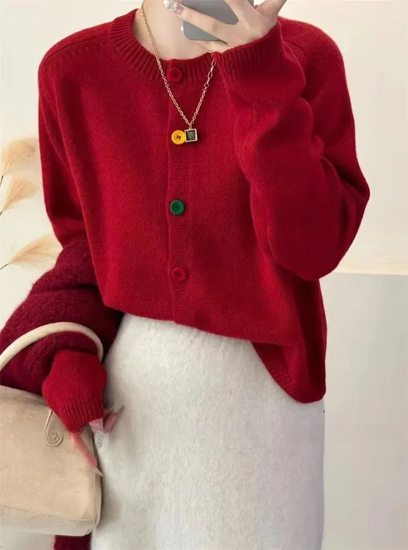 Natalia | Colorful knotted knitted coat for women