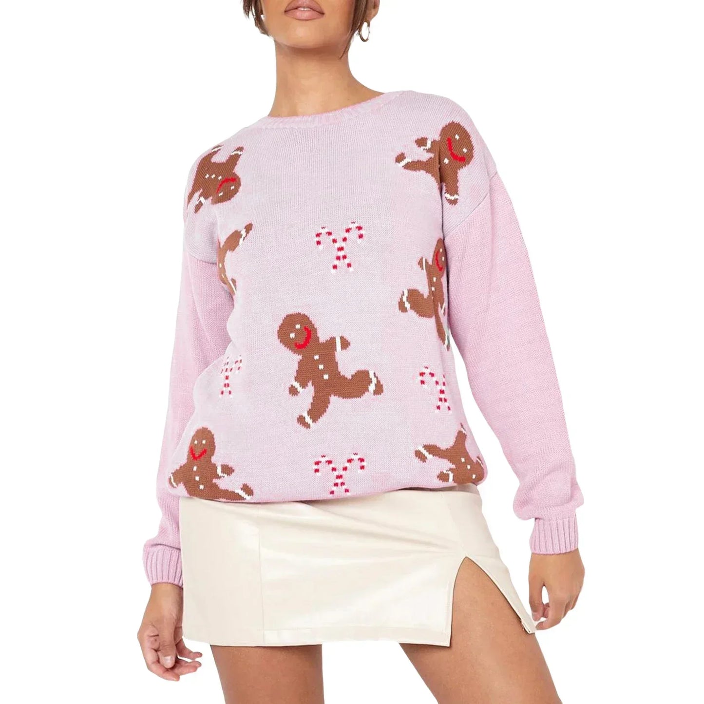 Eliana | Loose-fitting women's sweater with a gingerbread pattern