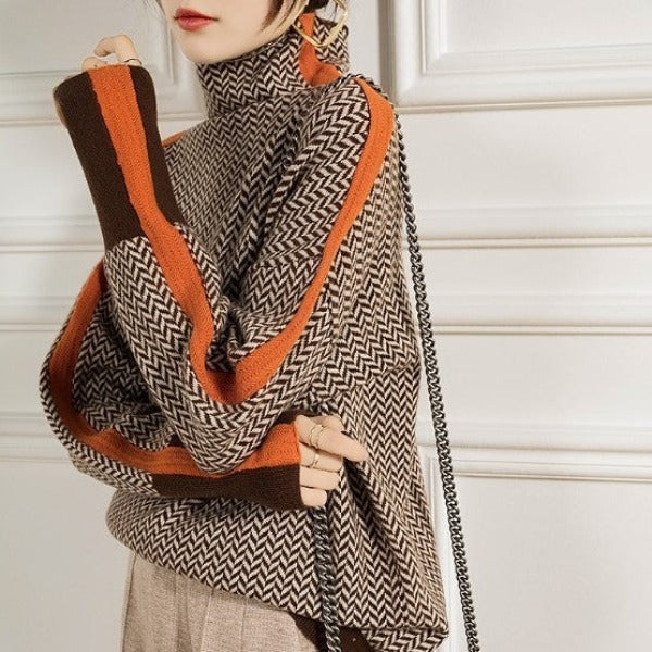 Felicidad | Turtleneck sweater made of melange fabric