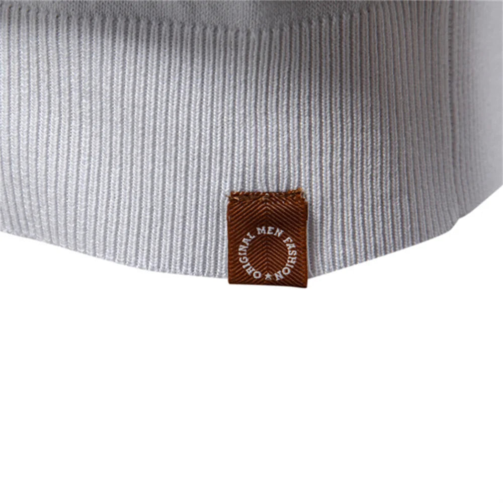 Men's Short-Sleeve Zip Polo Shirt with Chest Stripe and Slim Fit