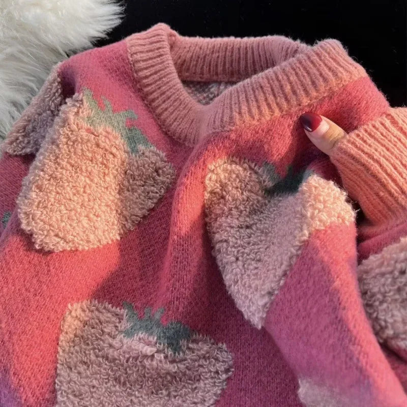 Carmen | Pink oversized sweater with wedge heel