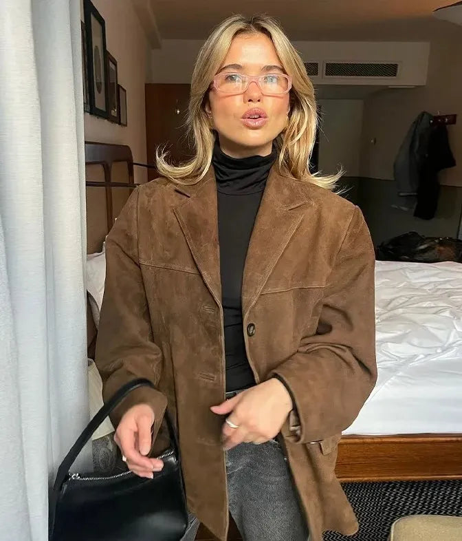 Zaida | Fashionable women's coat with lapel collar and pockets