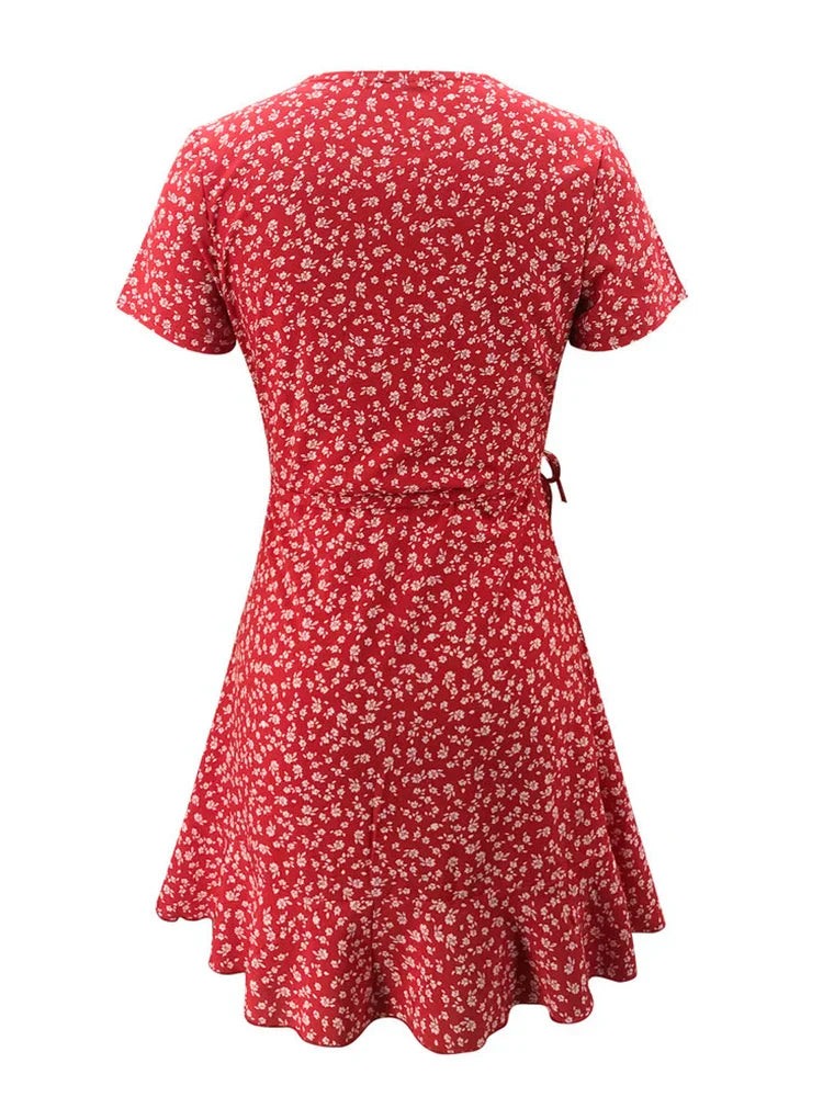 Julia® | Elegant Floral Mini Dress With V-Neck And A-Line Design