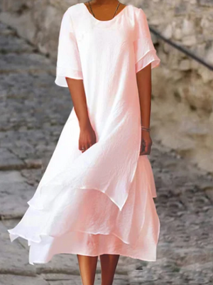 Linda® | Elegant Cotton And Linen Dress For Warm Days