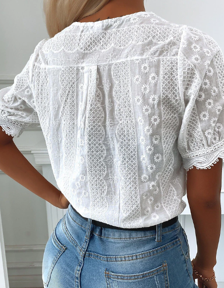 Miriam® | Casual, Short-Sleeved Lace Shirt For Everyday Wear