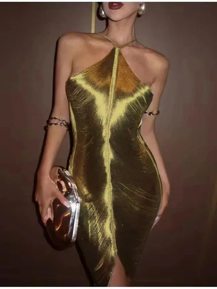 Sexy Backless Hanging Neck Tassel Mini Chic Slim Party Party Dress
