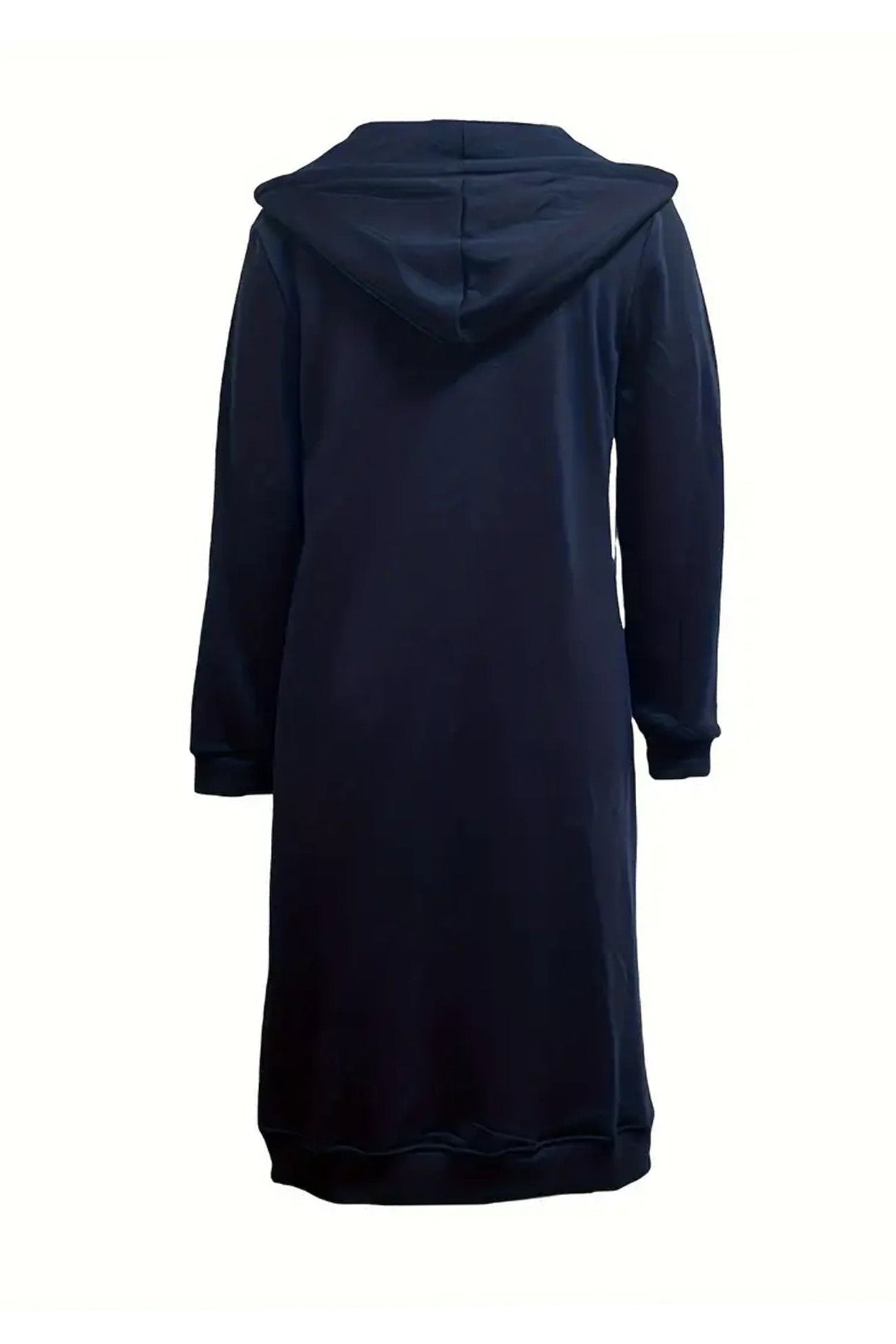 Jacqueline | Solid long cardigan with hood and drawstring and zip fastening