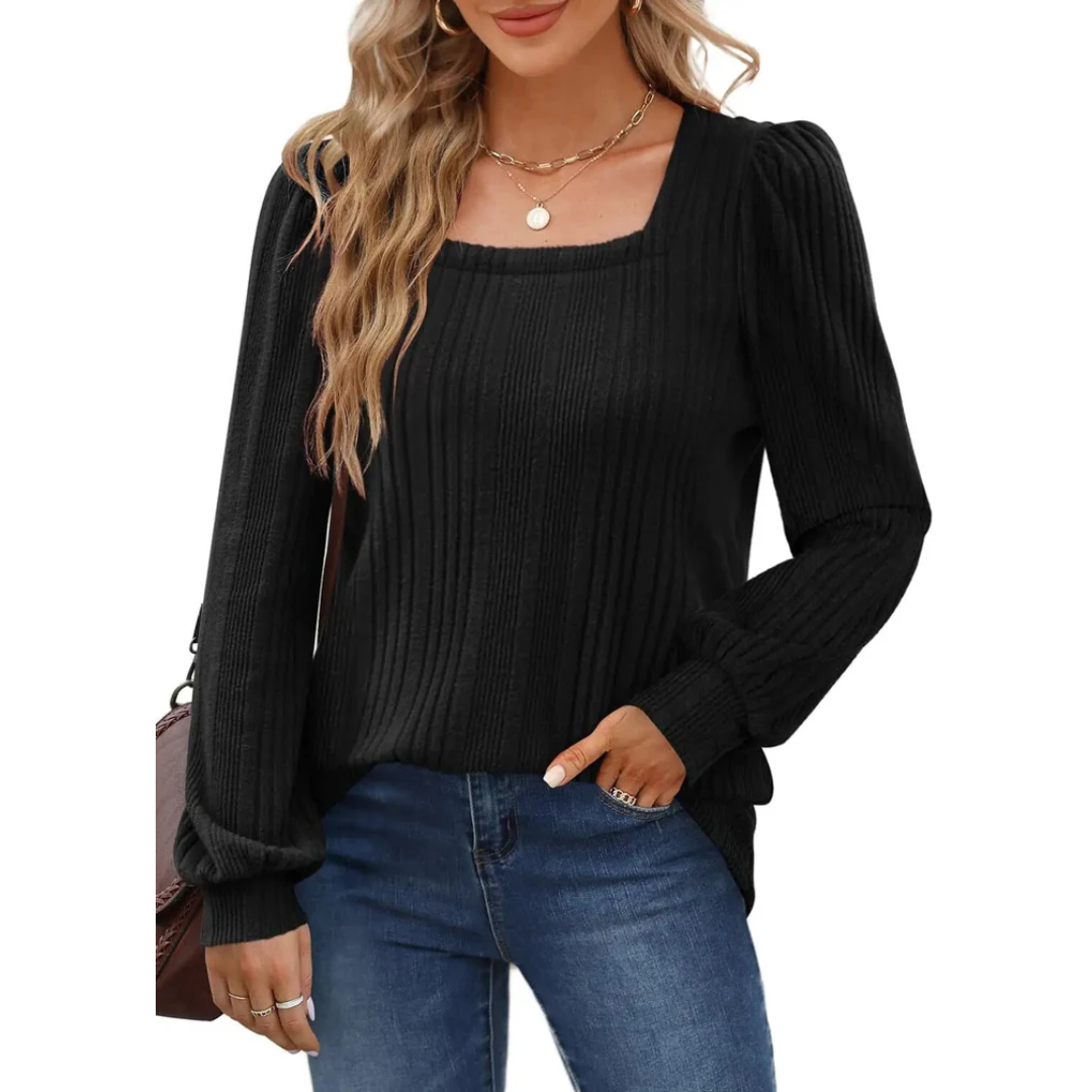 Madelief | Long-sleeved women's sweater with a square neckline