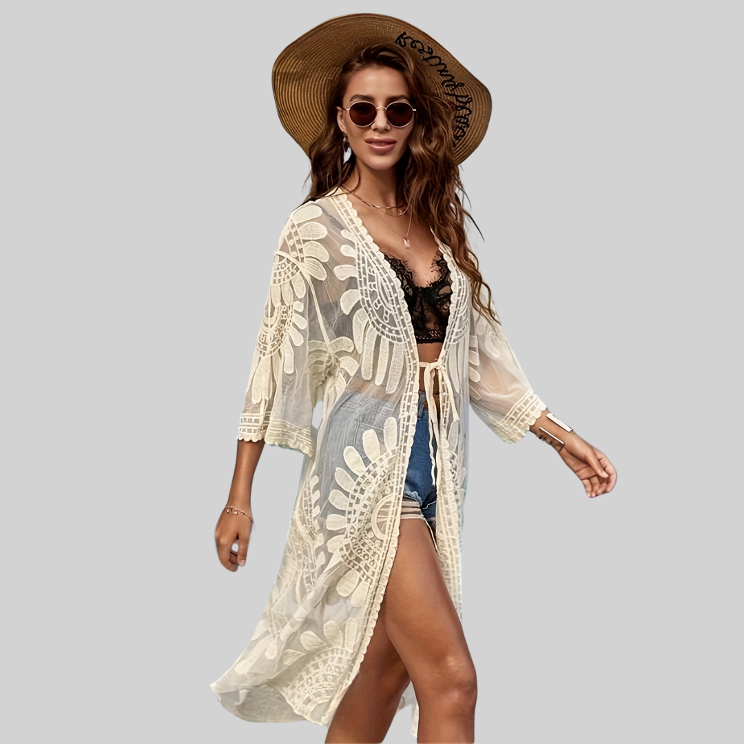 Eugenia® | Mesh Wrap Boho V-Neck Embroidered