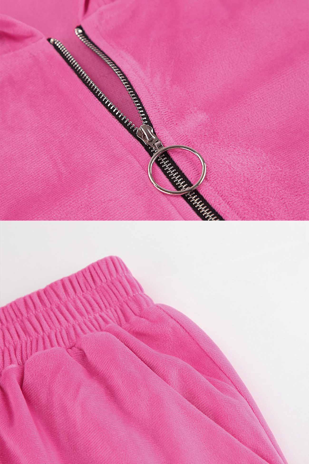 Celia | Two-piece velvet set with hood and zip pocket