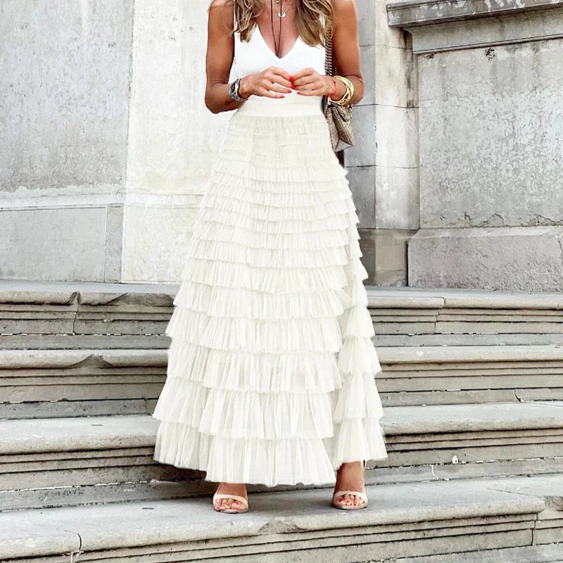 Theresa | Elegant Tulle Midi Skirt for Women