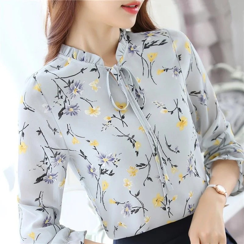 Lava® | Blouse With Floral Pattern And Bow Collar