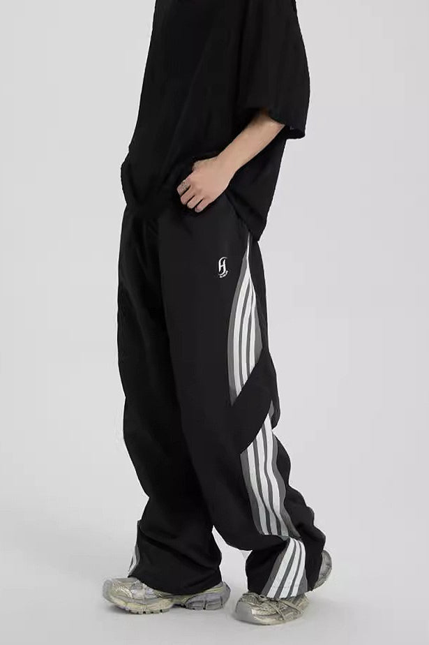 Color Block Stripe Quick Dry Loose Casual Pants