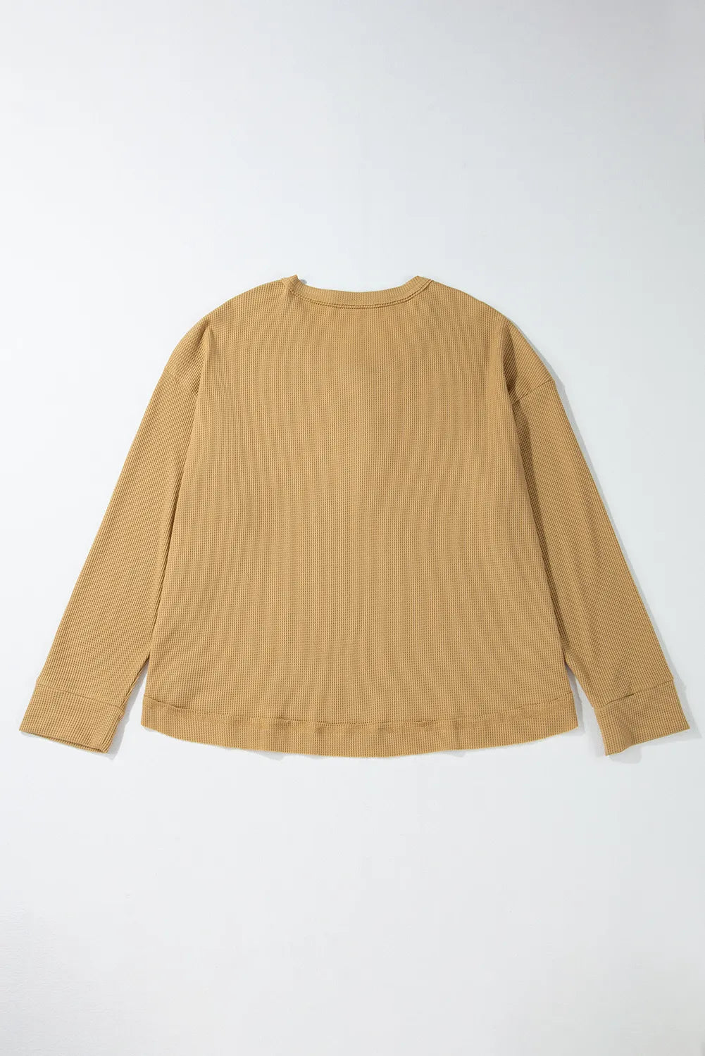 Jutta | Half button waffle knit crew neck top