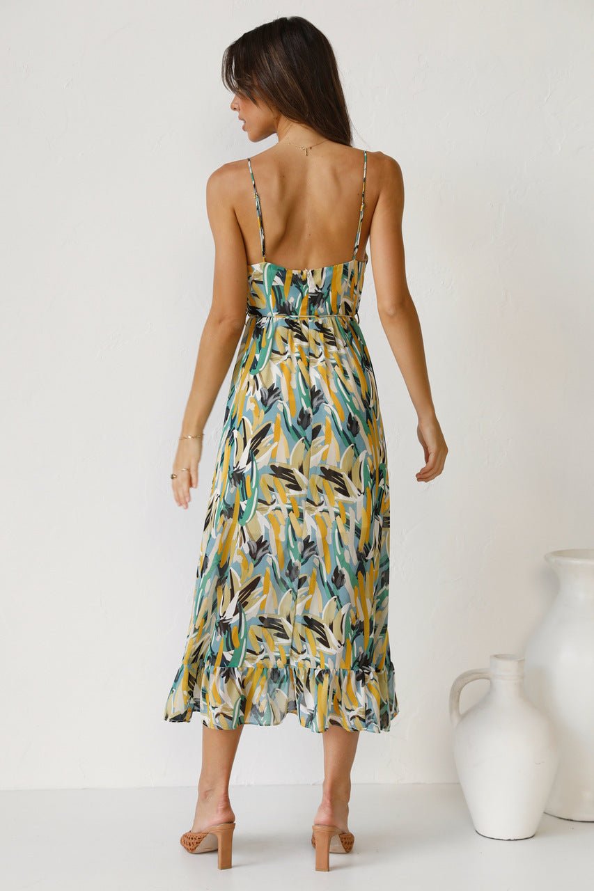 Fabiola® | Printed Midi Summer Dress With Ruffle Trim