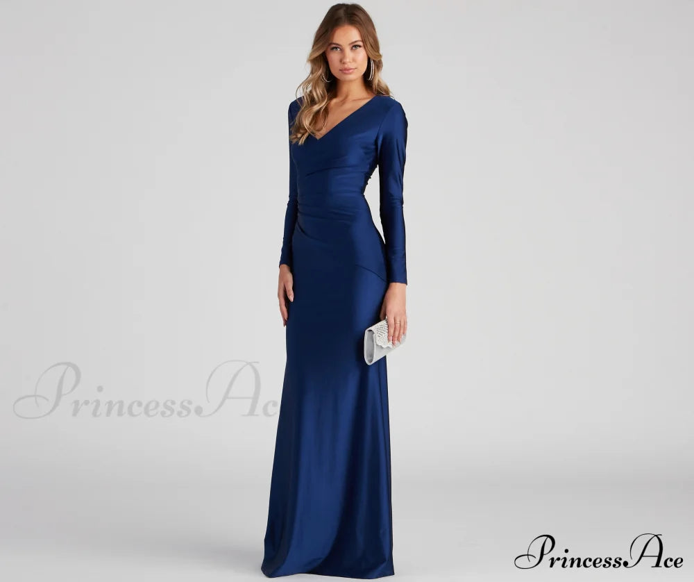 Amelia Long Stylish Sleeve Mermaid Dress