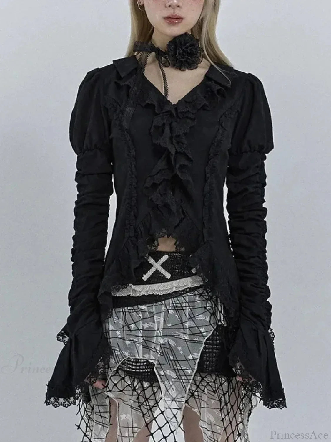 Antique Extended Sleeve Lace Blouse
