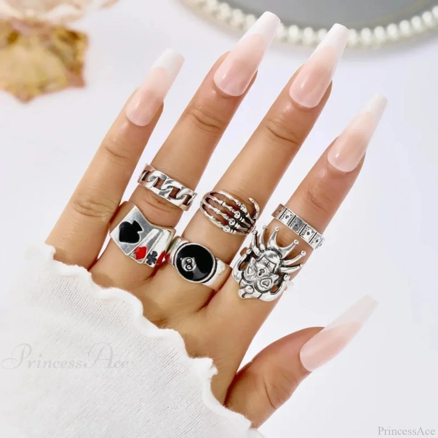 Antique Gray Crimson Oval Gothic Band