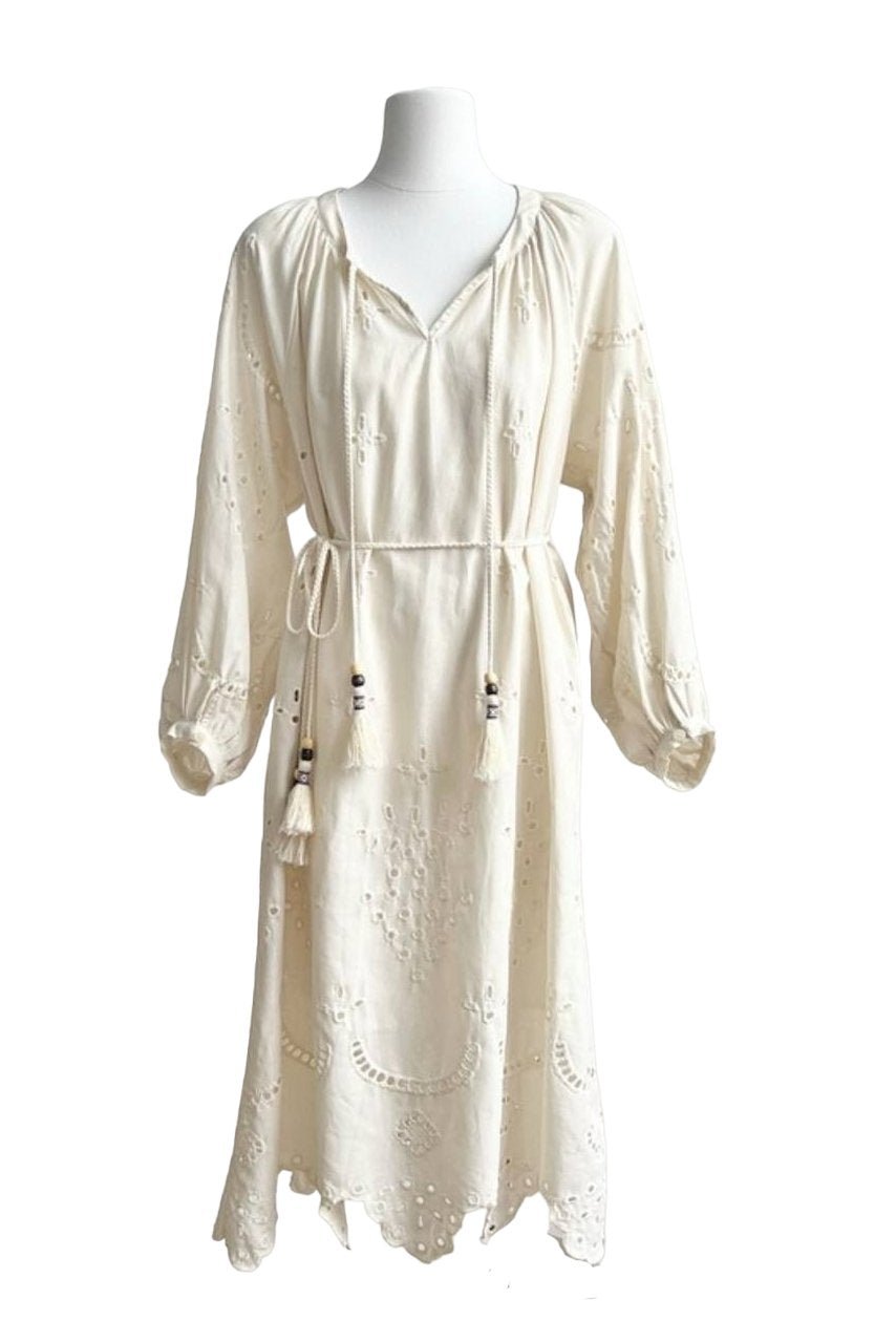 Delfina® | Embroidered Midi Dress With Hemstitch