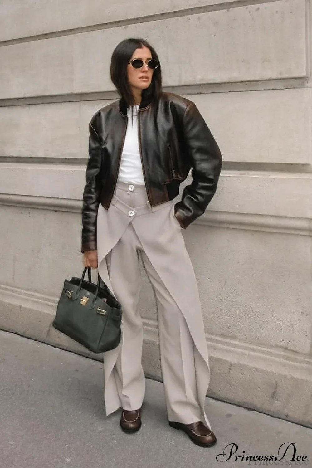 Asymmetrical High Waist Wide Leg Tailored Pants