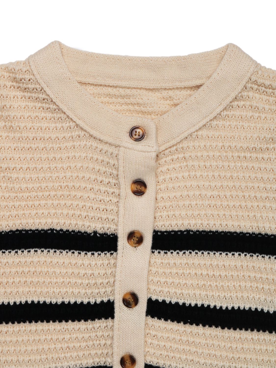 Verónica | Perfee striped long sleeve sweater with half buttons