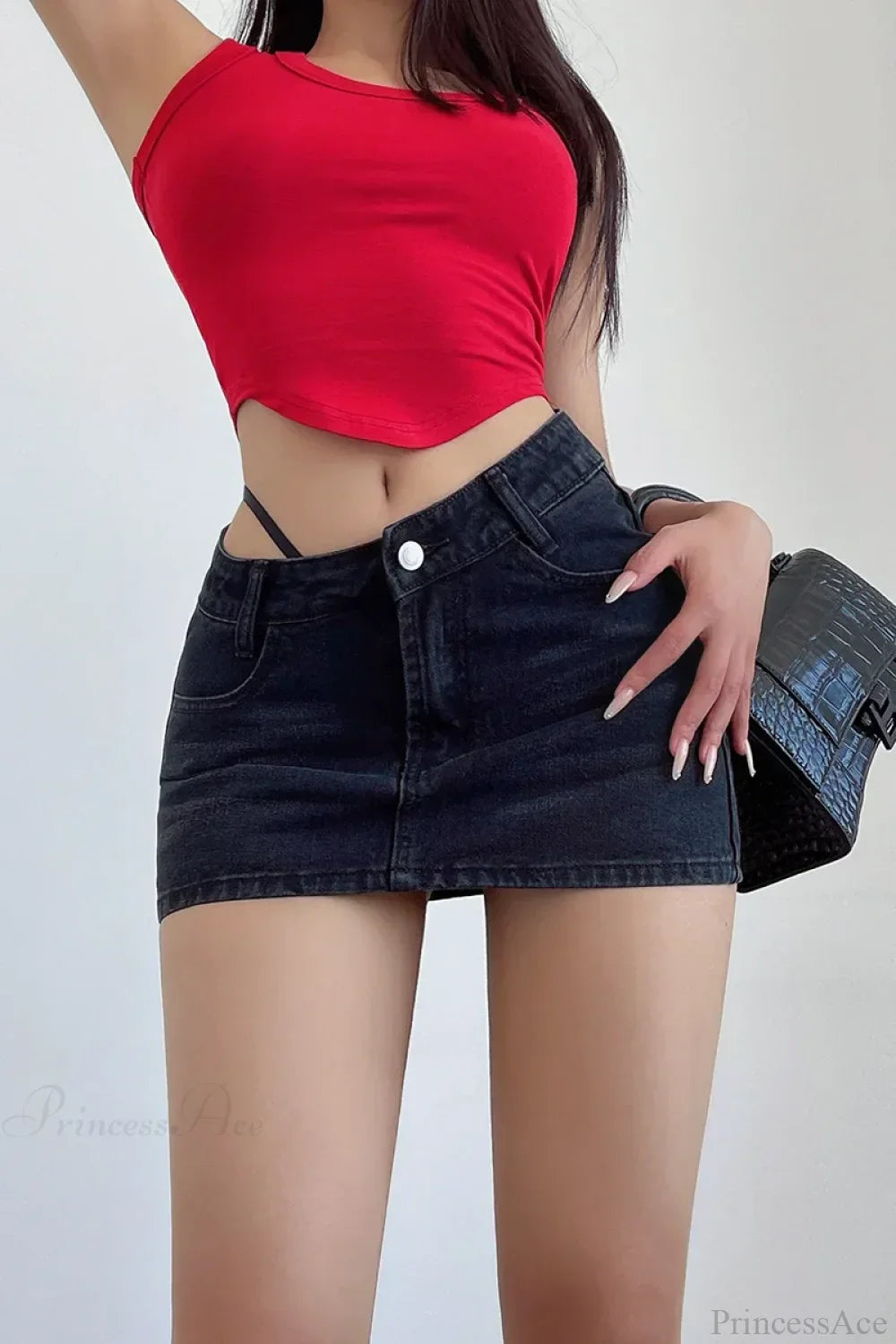 Beveled Cordage Raw Hem Skirt