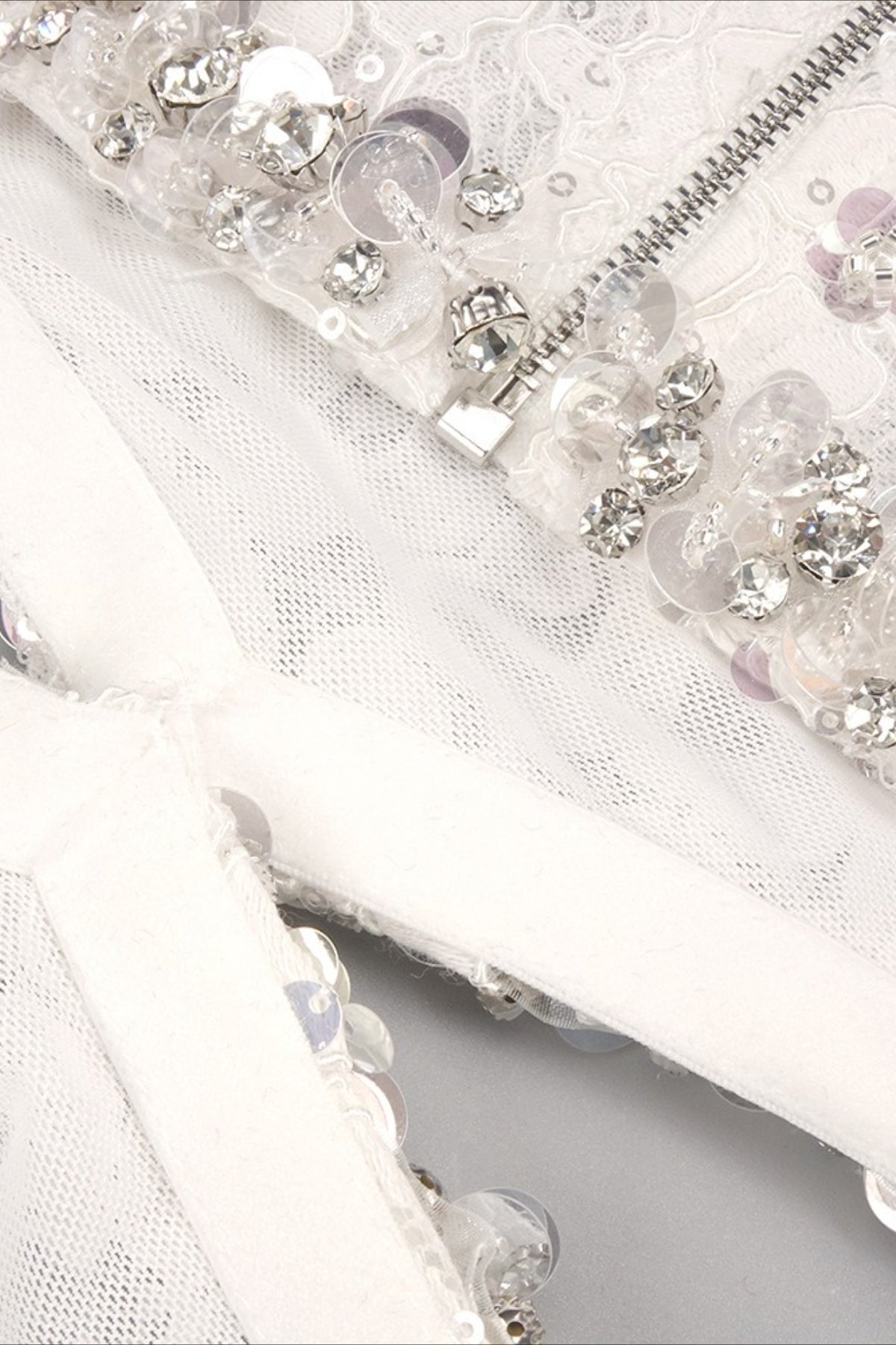 Lace Beaded Sequin Slim Cape Reception Dress