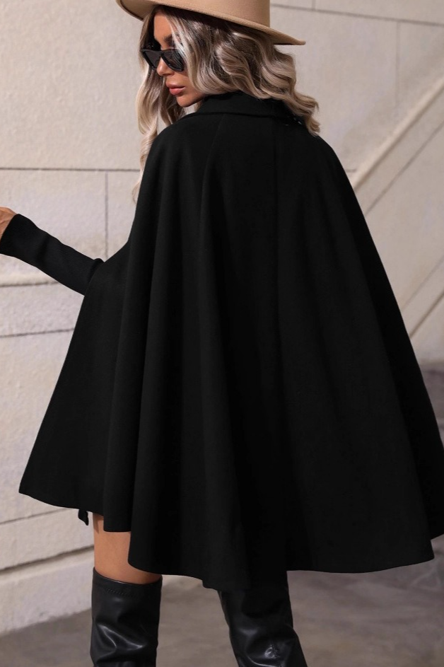 Elegant Double Breasted Loose Slim Wool Mid Length Coat