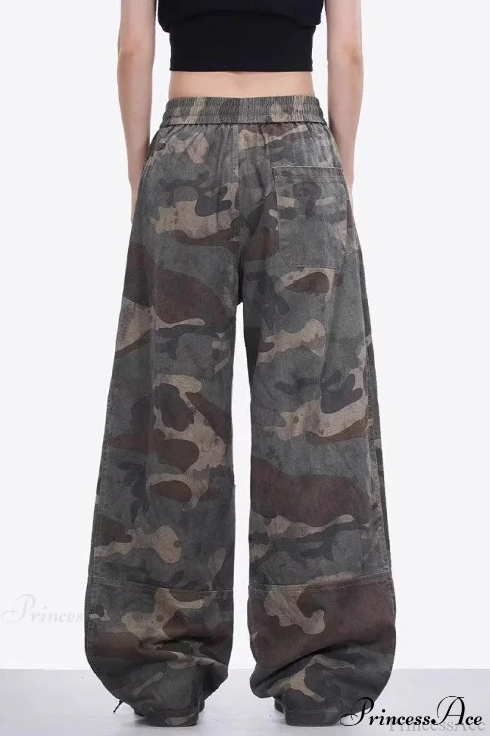 Camo High Waist Wide Leg Cargo Pants